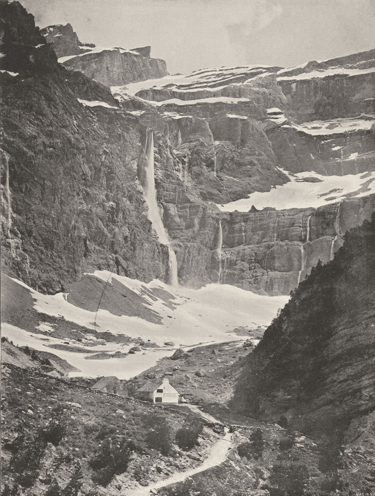 HAUTES- PYRÉNÉES. Cirque de Gavarnie. La Grande Cascade 1900 old antique print